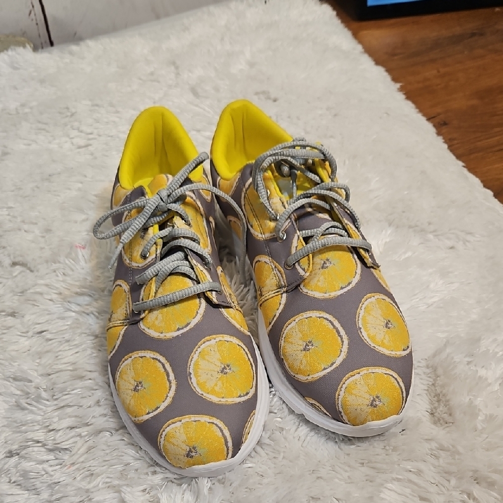 Inkkas Men's Citrus Orange Slice Print Sneakers Athletic Shoes Size 12‎